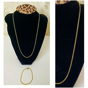 18" Gold Tone Necklace with Matching Bracelet
